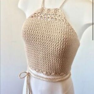 Brandy Melville - Crochet WHITE Halter Top